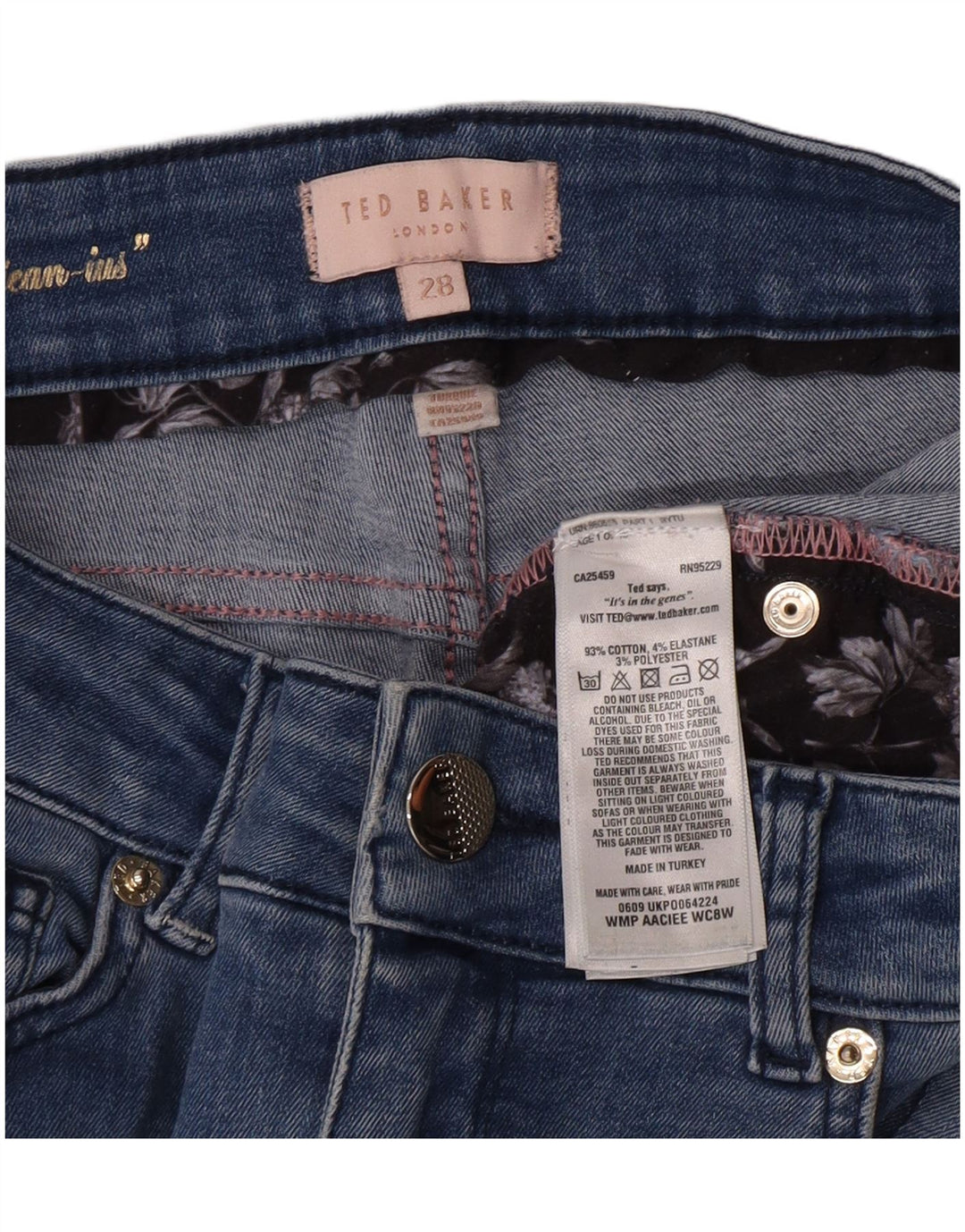 Jeans skinny da donna Ted Baker W28 L27 cotone blu