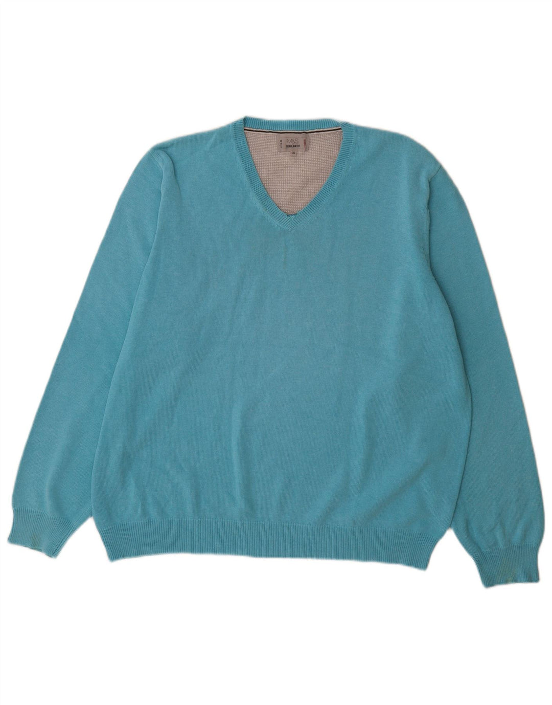 Maglione maglione con scollo a V vestibilità regolare da uomo Marks & Spencer XL Blu