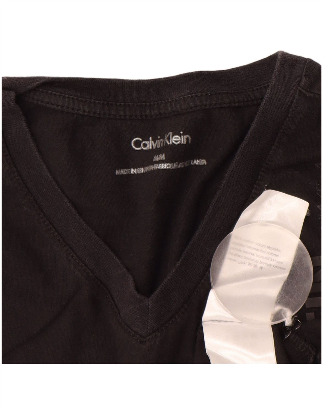 CALVIN KLEIN T-shirt grafica da donna Top UK 14 Medium Black Cotton