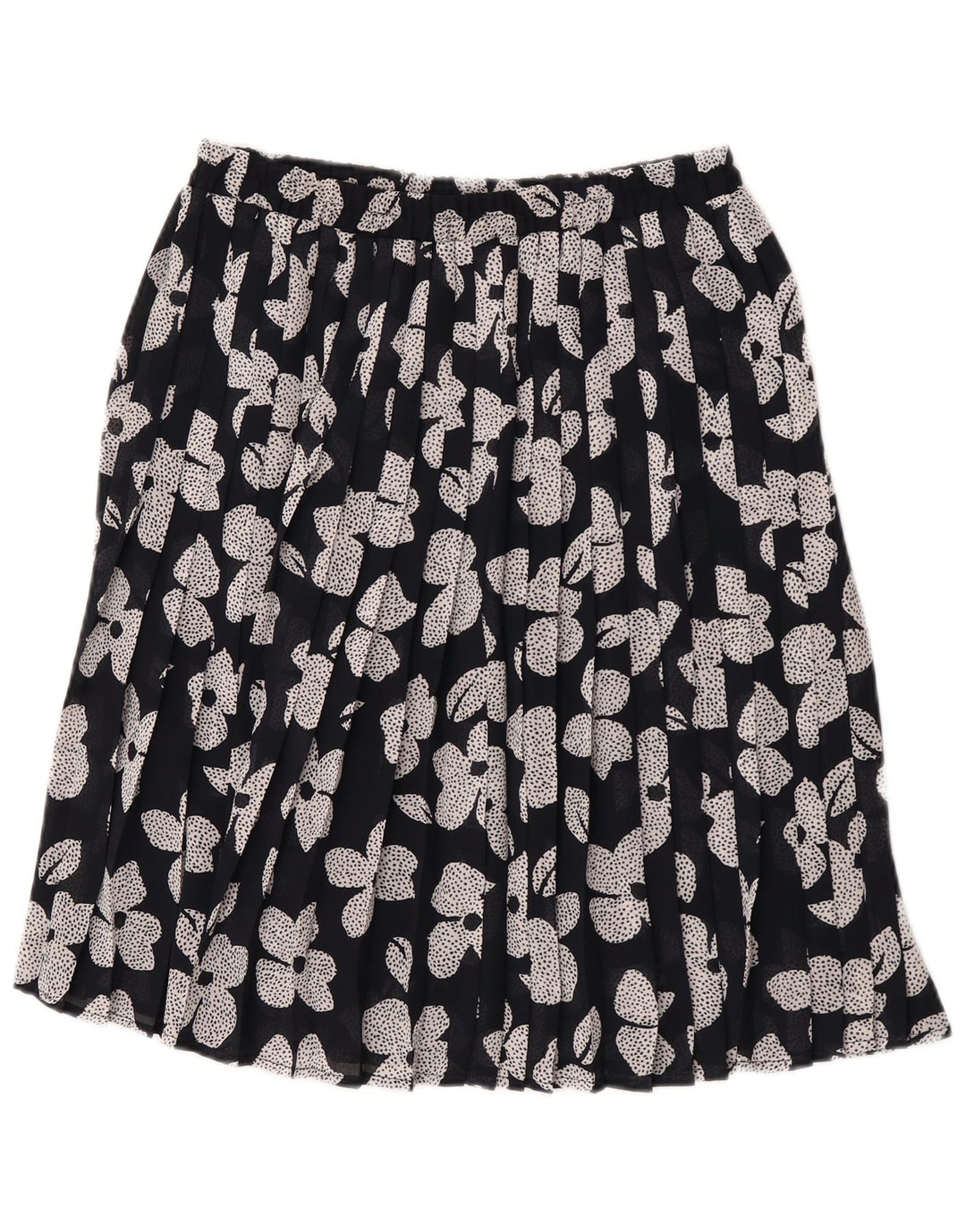 Gonna a pieghe vintage da donna W30 media nera floreale