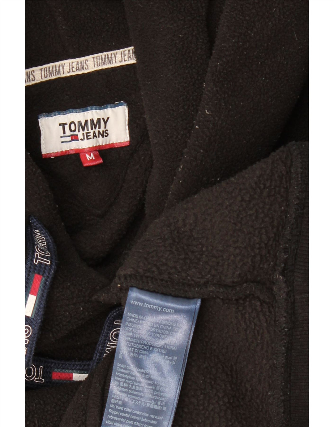 TOMMY HILFIGER Maglione in pile con cappuccio da uomo poliestere nero medio