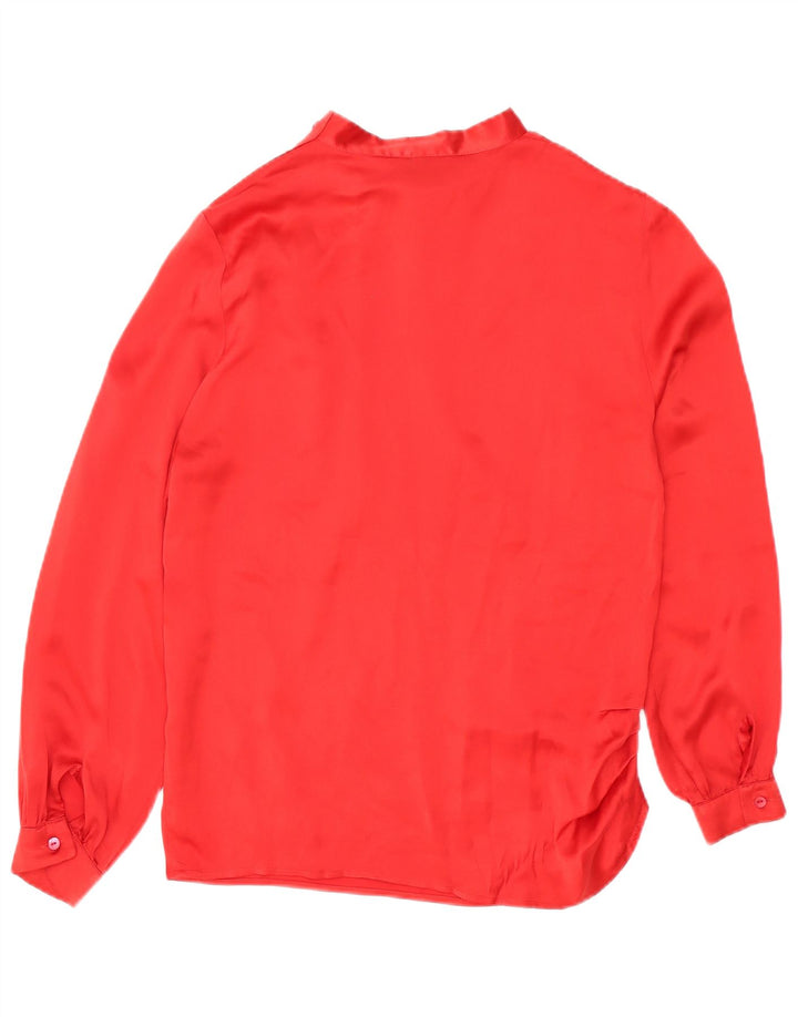 Top camicetta a maniche lunghe da donna vintage IT 42 rosso medio