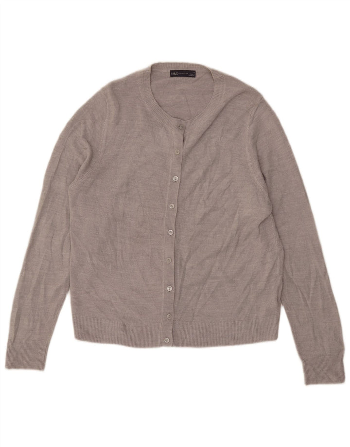 Maglione cardigan da donna Marks & Spencer UK 14 grande acrilico grigio