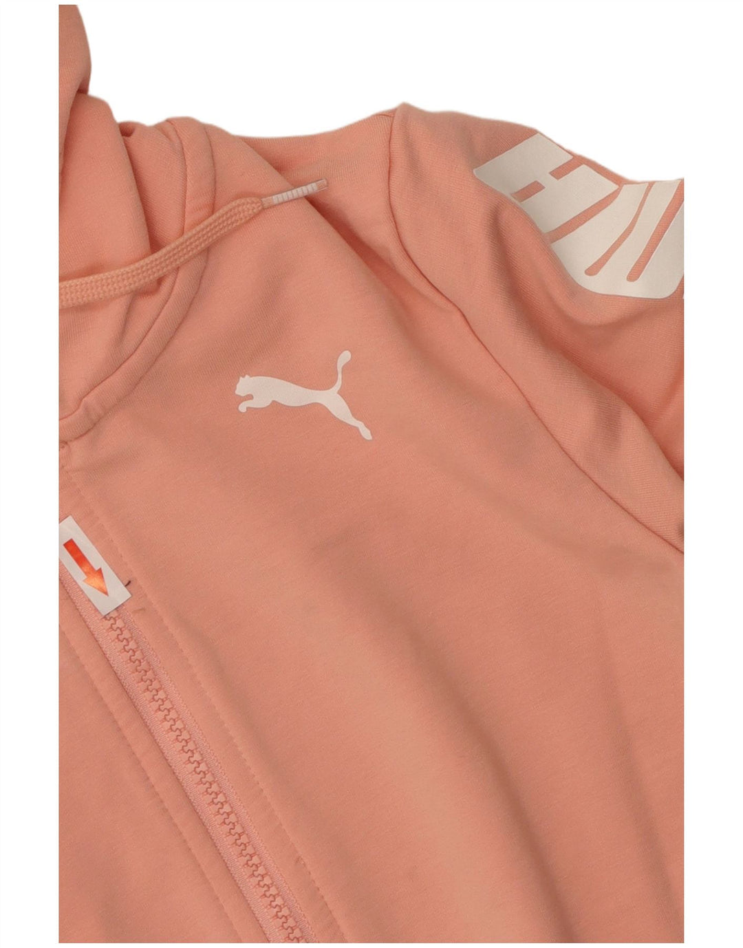 PUMA Felpa con cappuccio e zip grafica da donna UK 8 Small Rosa Cotone