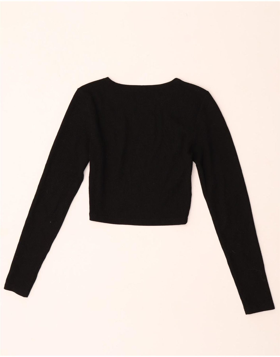 Top corto da donna Zara a maniche lunghe UK 12 poliestere nero medio
