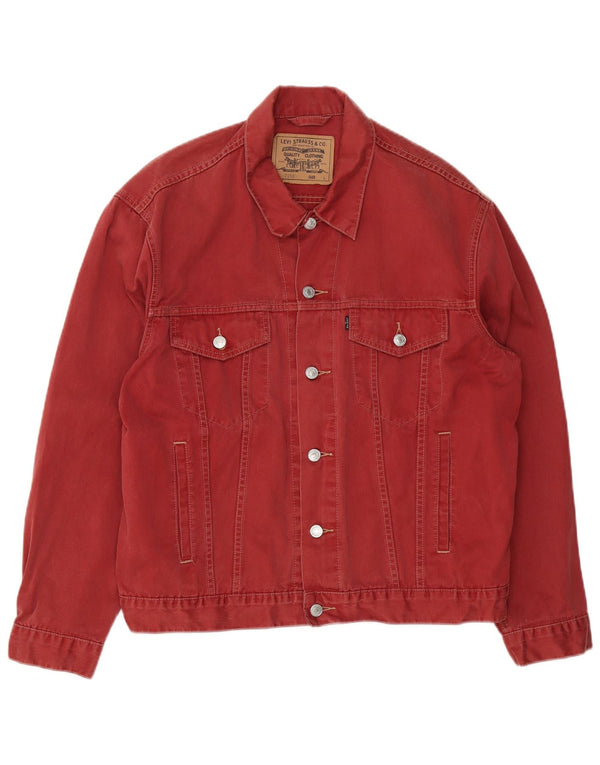 Giacca di jeans da uomo Levi's UK 40 grande cotone rosso