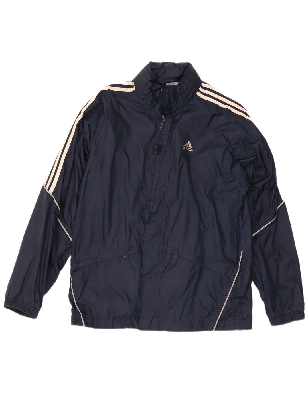 Giacca antipioggia da uomo Adidas con cappuccio UK 36 Small Blu Navy Poliammide