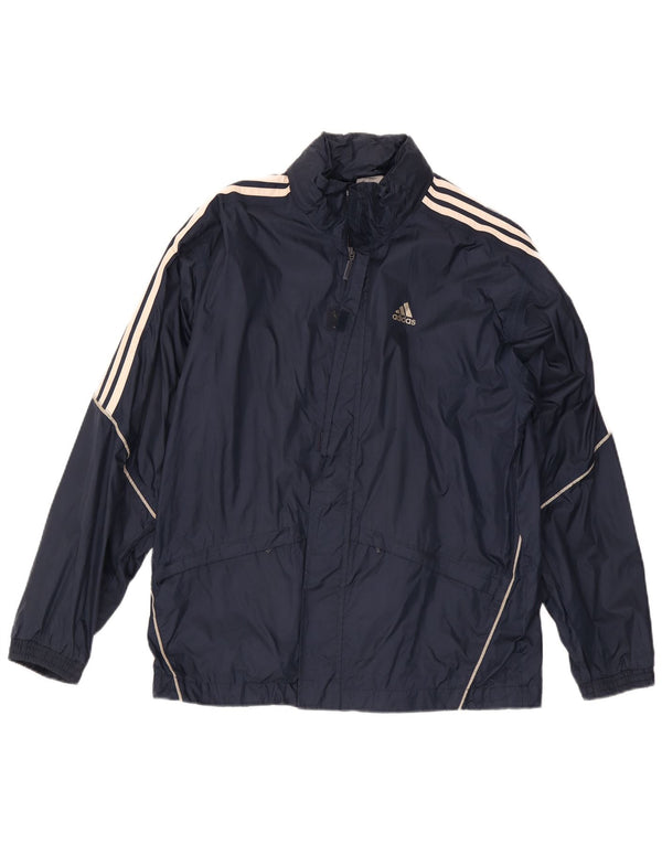 Giacca antipioggia da uomo Adidas con cappuccio UK 36 Small Blu Navy Poliammide