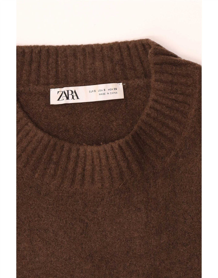 Maglione maglione oversize con scollo a barca da donna Zara UK 10 piccolo marrone