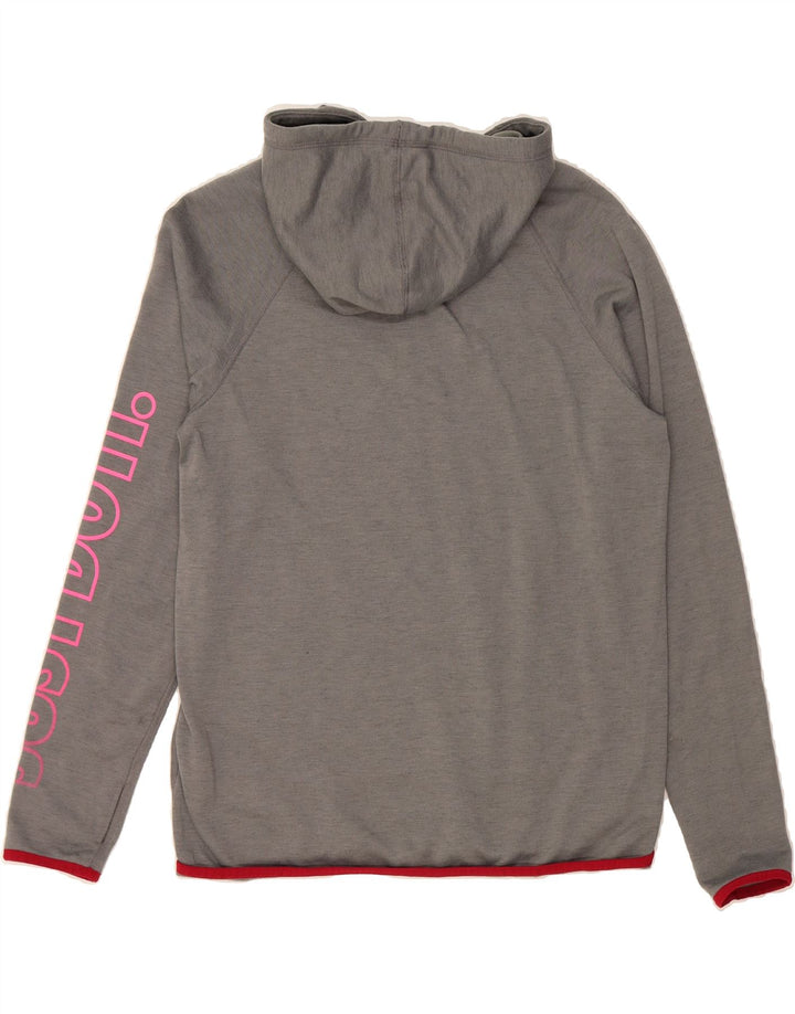 NIKE Womens Dri Fit Graphic Hoodie Jumper UK 14 Medium Grey Polyester Vintage Nike and Second-Hand Nike from Messina Hembry 