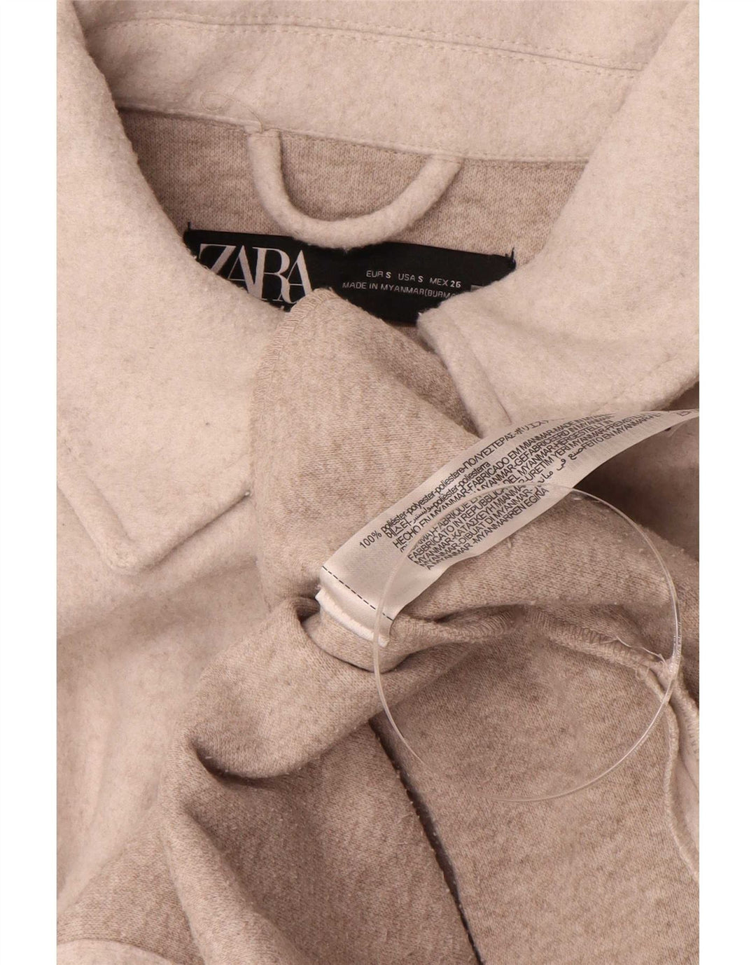 Zara Giacca Shacket oversize da donna UK 10 Small Beige Poliestere
