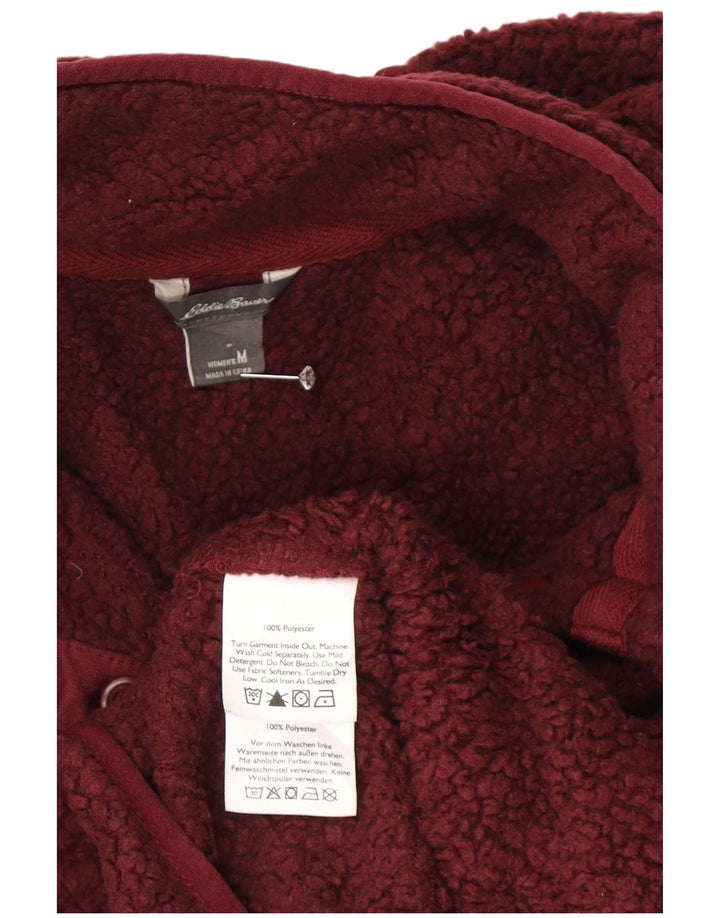 Maglione in pile da donna Eddie Bauer con collo a bottoni UK 14 Borgogna medio
