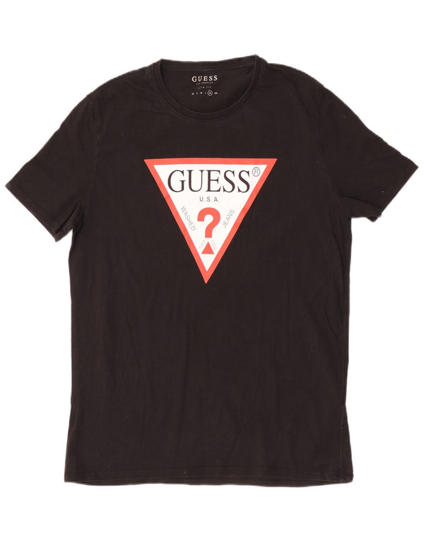 T-shirt grafica da uomo slim fit Guess XL in cotone nero