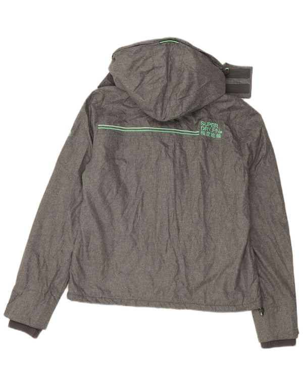 Giacca a vento con cappuccio da donna SUPERDRY UK 16 Large Grigio Poliestere