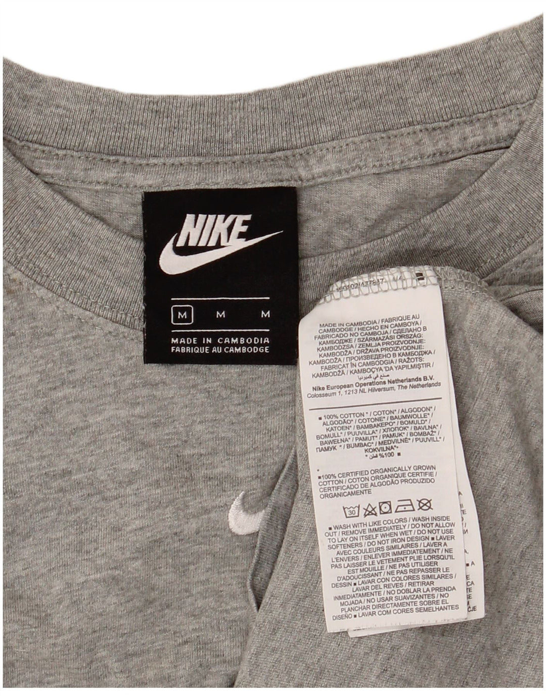 T-shirt da uomo NIKE Top in cotone grigio medio