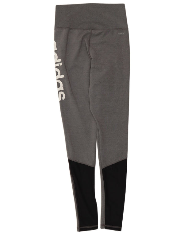 Leggings grafici Adidas Climalite da donna UK 8/10 Small Grey Colourblock