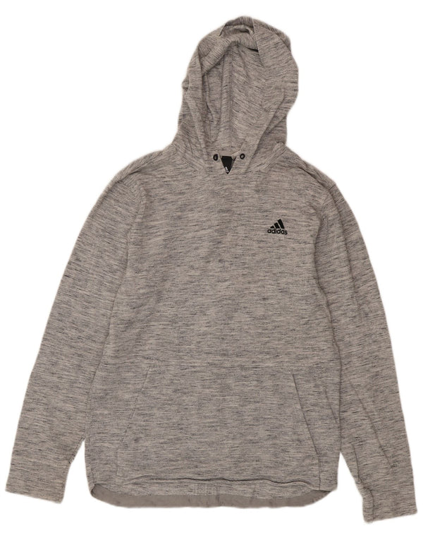 Maglia Adidas da uomo a maniche lunghe con cappuccio piccola grigia chiazzata