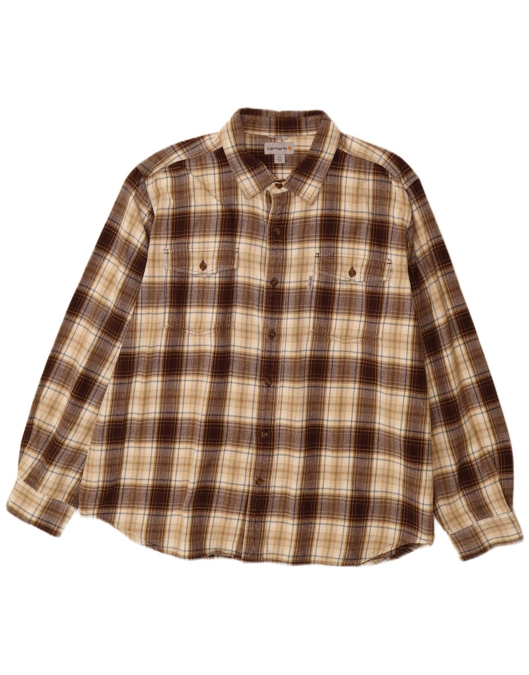 Camicia da uomo slim fit in flanella CARHARTT 2XL cotone a quadri marrone
