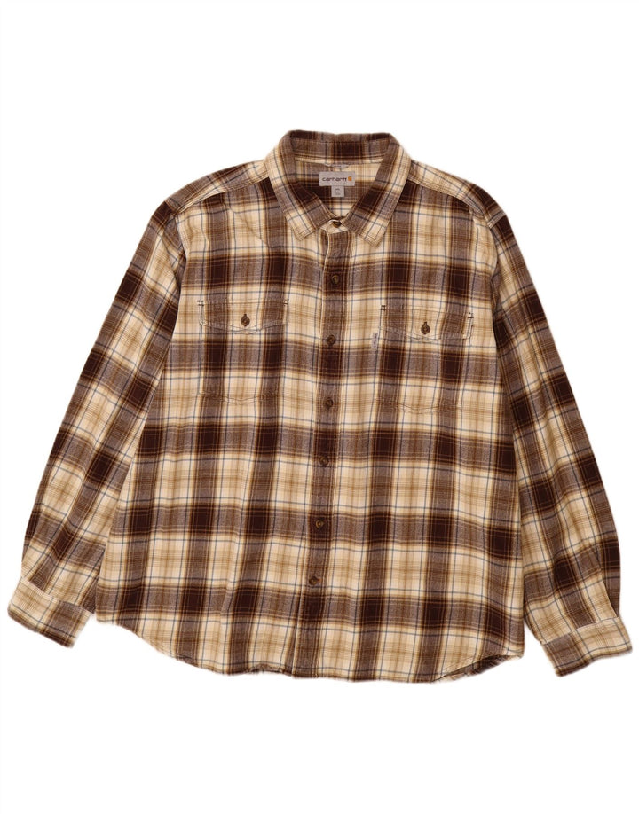 Camicia da uomo slim fit in flanella CARHARTT 2XL cotone a quadri marrone