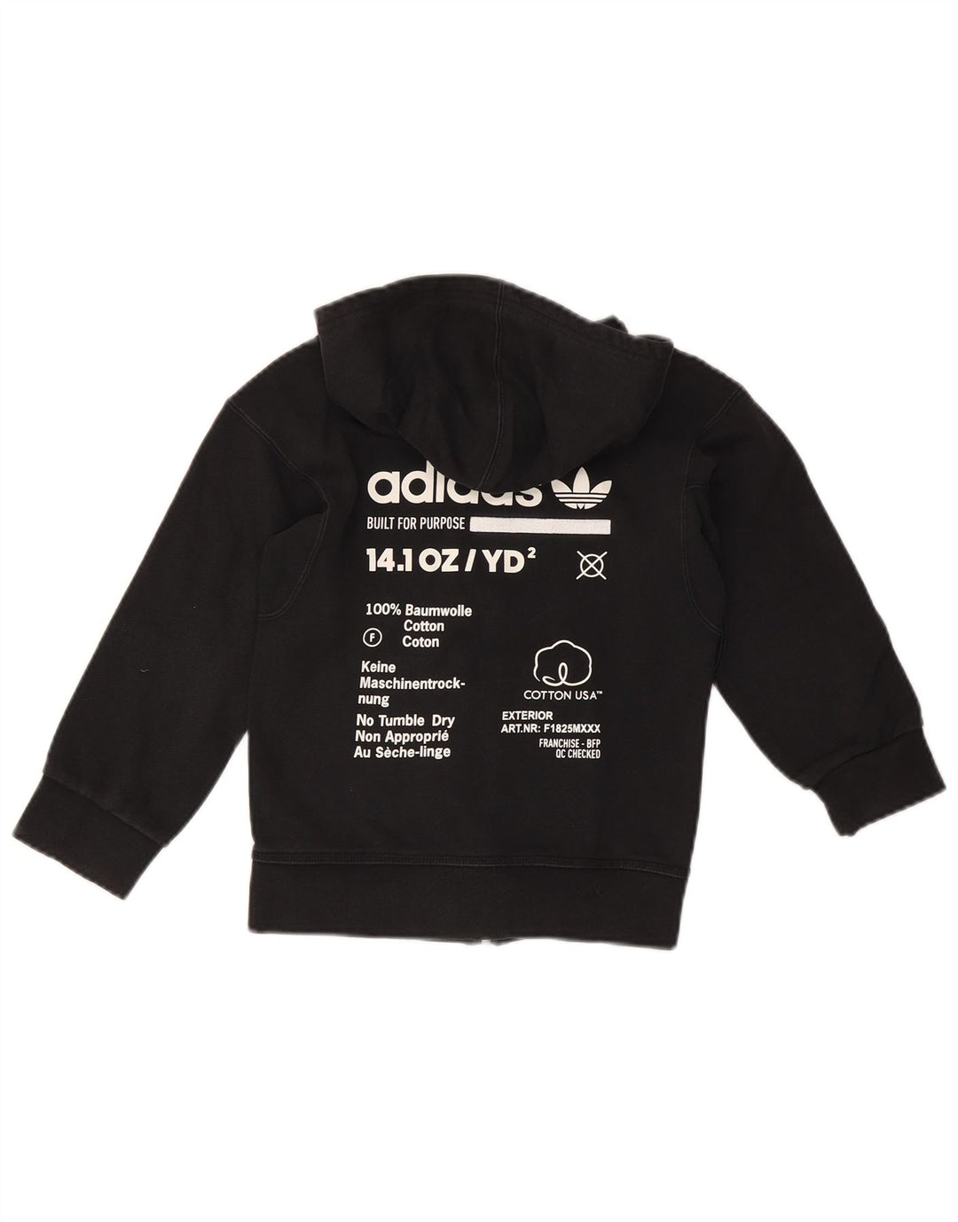 Felpa con cappuccio con zip grafica Adidas da ragazzo 7-8 anni nera