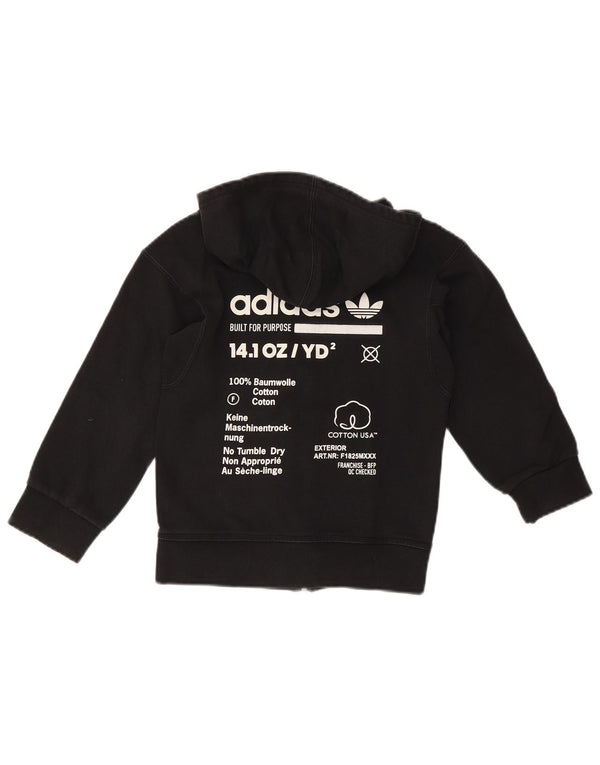 Felpa con cappuccio con zip grafica Adidas da ragazzo 7-8 anni nera