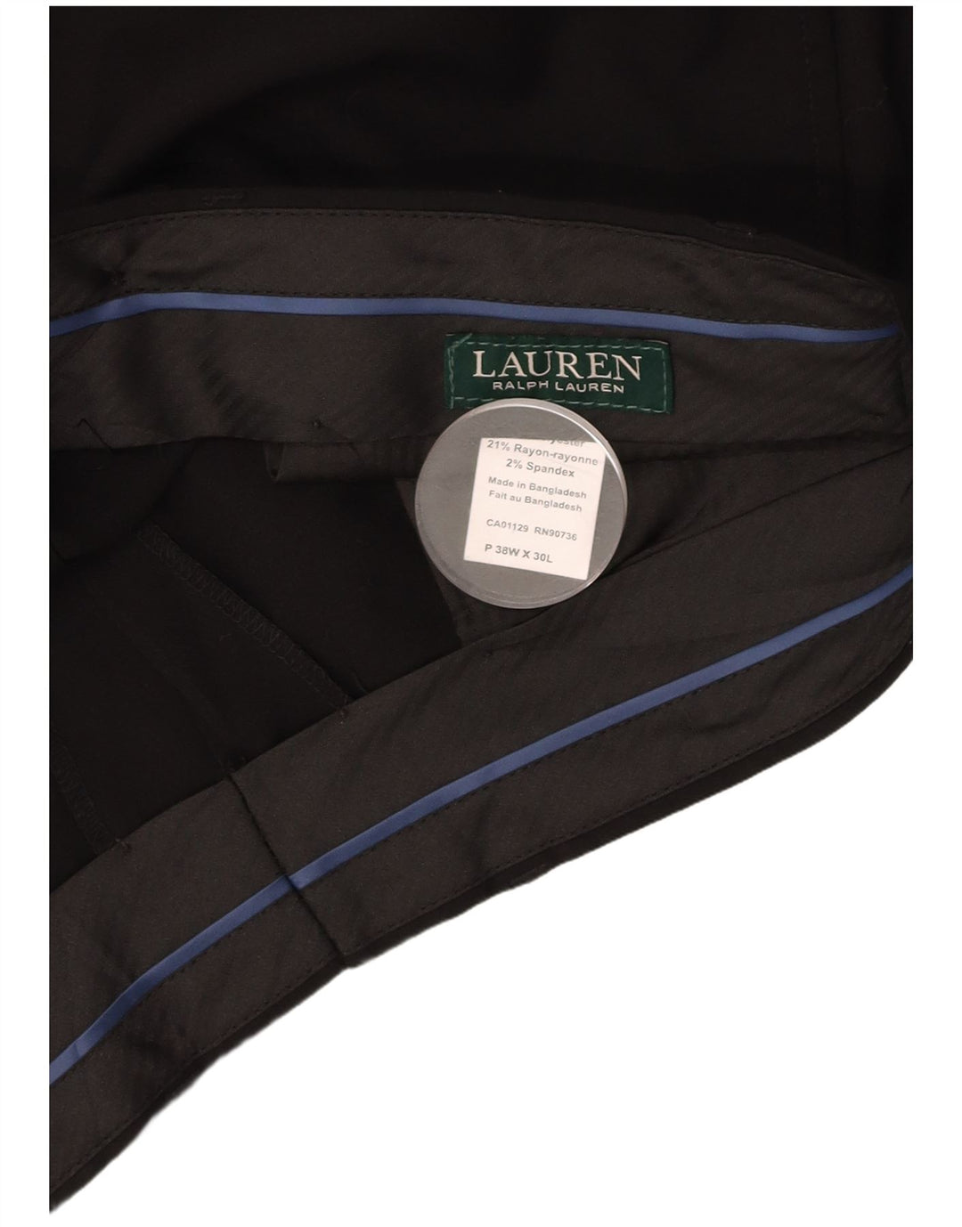 Pantaloni da abito dritti da uomo RALPH LAUREN W38 L30 poliestere nero