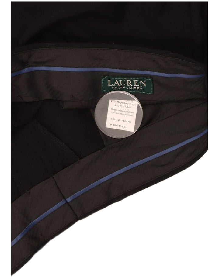 Pantaloni da abito dritti da uomo RALPH LAUREN W38 L30 poliestere nero