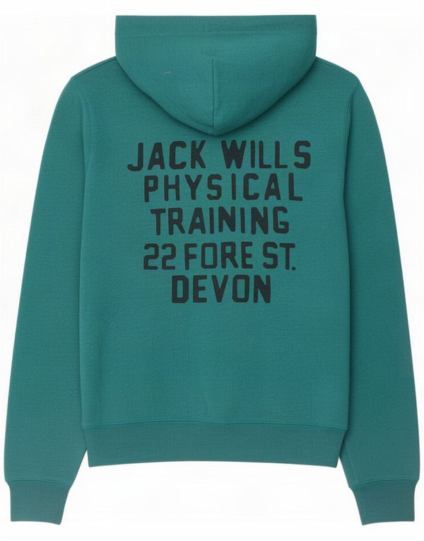 Maglione con cappuccio grafico da donna Jack Wills UK 10 piccolo cotone verde