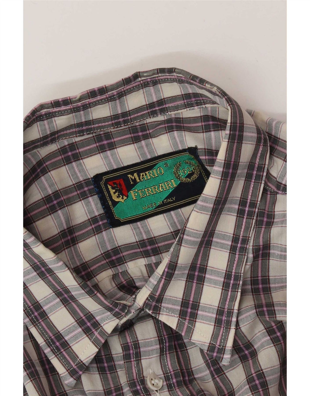 Camicia a maniche corte da uomo Mario Ferrari a quadri grigio medio