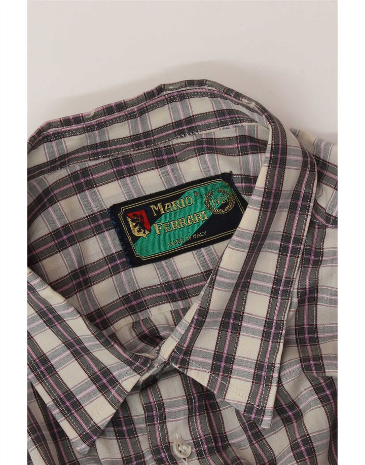 Camicia a maniche corte da uomo Mario Ferrari a quadri grigio medio