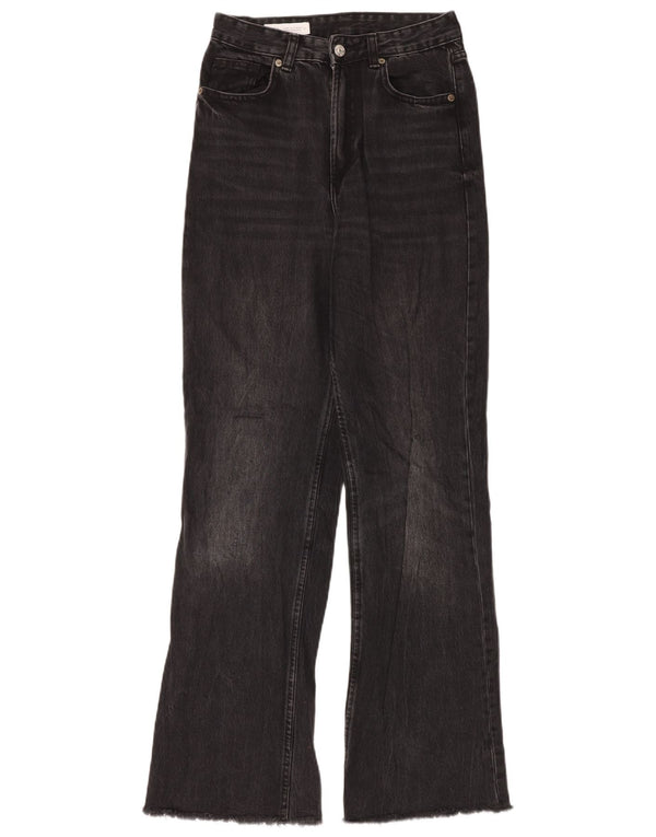 Jeans Zara da donna a gamba larga a vita alta EU 36 XS W26 L34 cotone nero