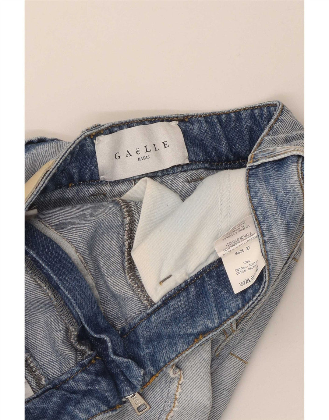 Gonna in denim grafico da donna Gaelle W27 piccola in cotone blu