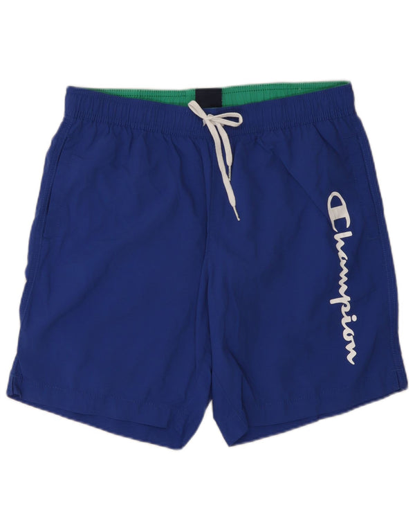 Pantaloncini da bagno grafici da uomo Champion Small blu in poliammide