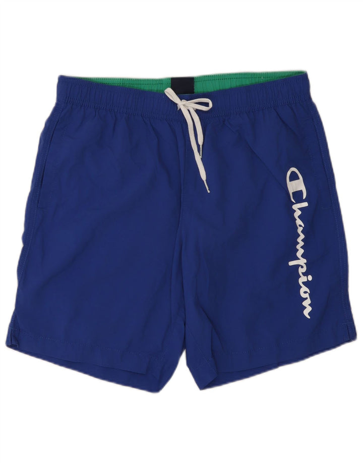 Pantaloncini da bagno grafici da uomo Champion Small blu in poliammide