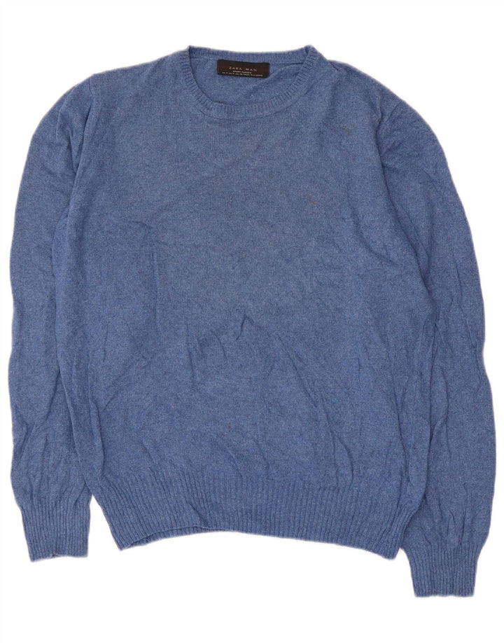 Maglione maglione girocollo da uomo Zara blu medio