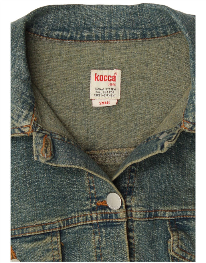 KOCCA Womens Crop Denim Jacket UK 10 Small Blue