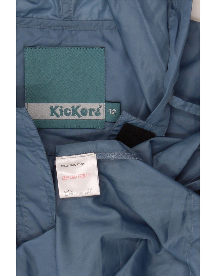Giacca anorak con cappuccio grafica Kickers per ragazzi 11-12 anni in nylon blu