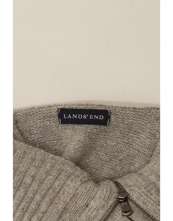 LANDS END Mens Button Neck Jumper Sweater Large Grey Vintage Lands End and Second-Hand Lands End from Messina Hembry 