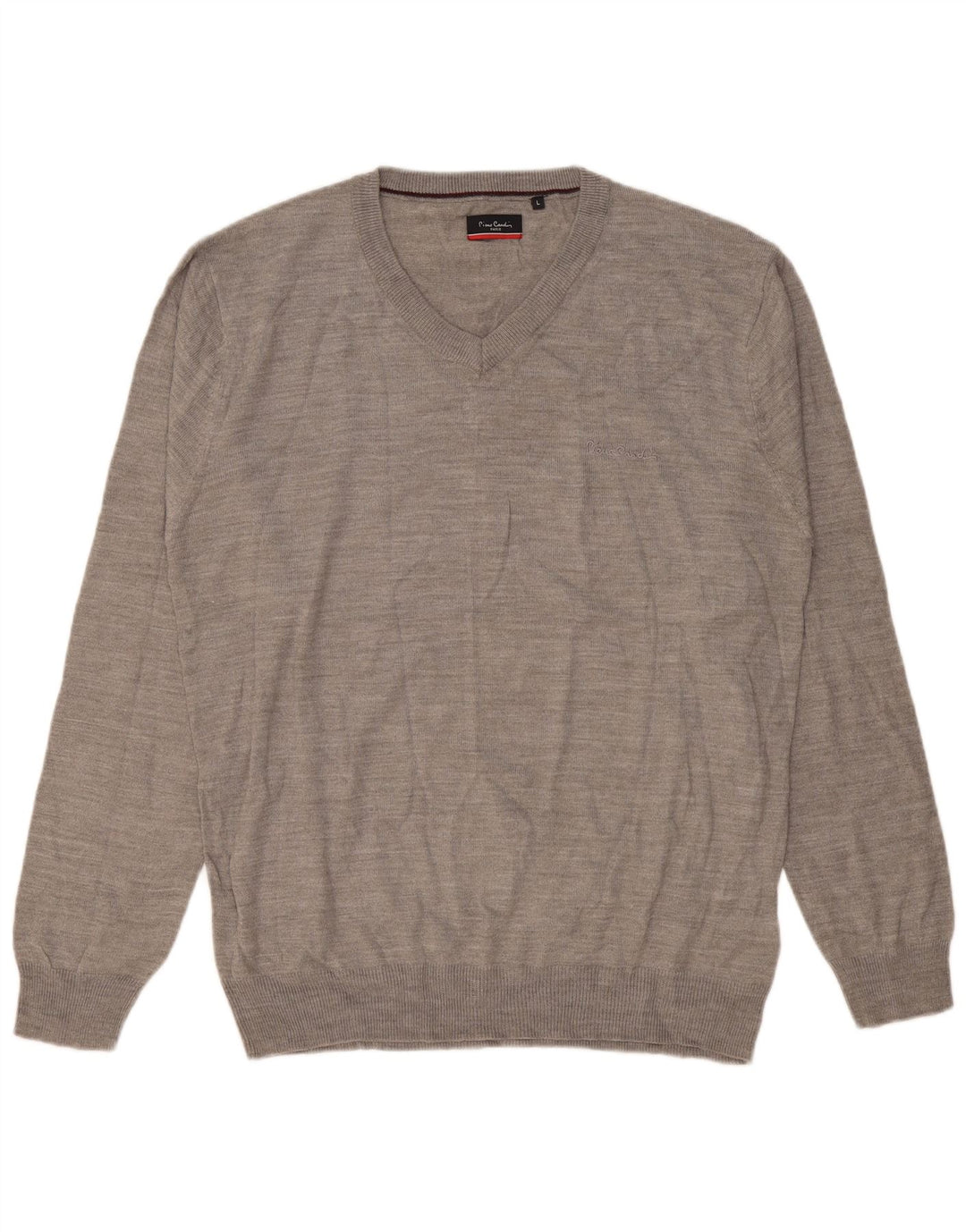 Maglione da uomo con scollo a V Pierre Cardin grande acrilico grigio