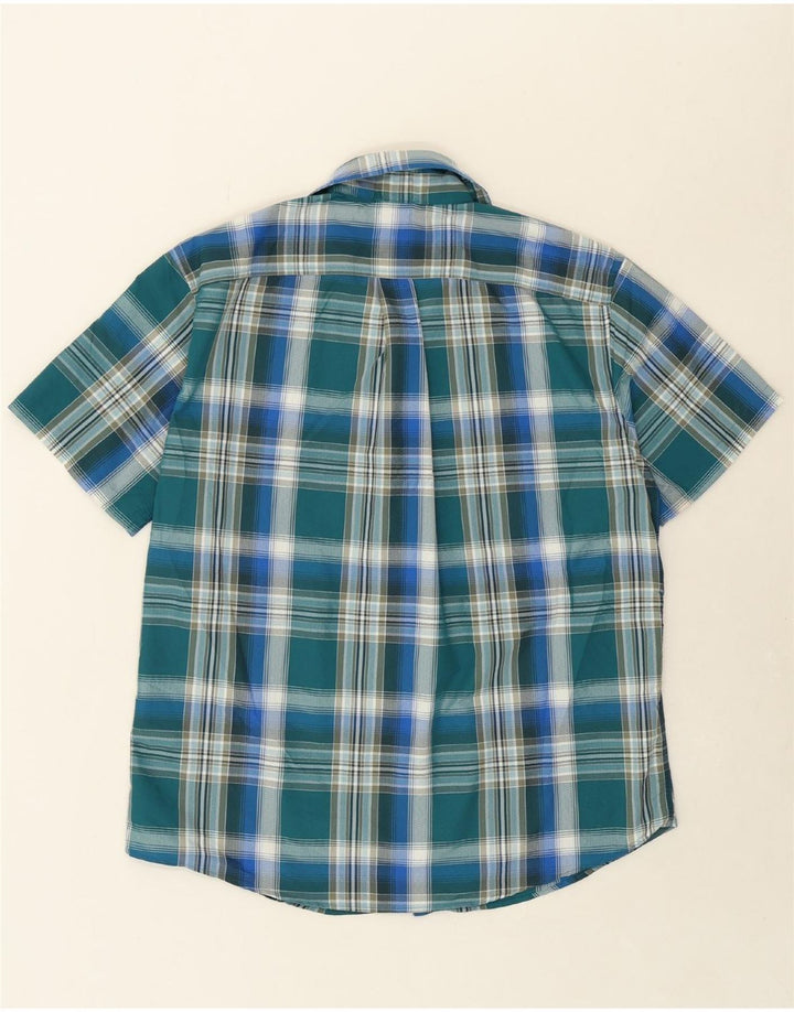 EDDIE BAUER Mens Short Sleeve Shirt Large Green Plaid Polyester Vintage Eddie Bauer and Second-Hand Eddie Bauer from Messina Hembry 