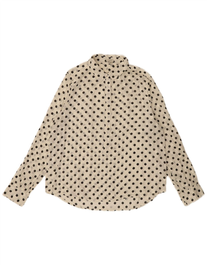 J. CREW Womens See Through Pullover Shirt UK 16 Large Off White Polka Dot