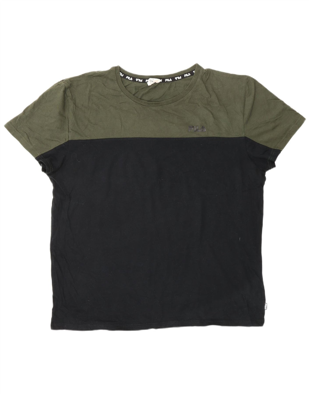 T-shirt Fila da uomo Top 2XL in cotone color block nero