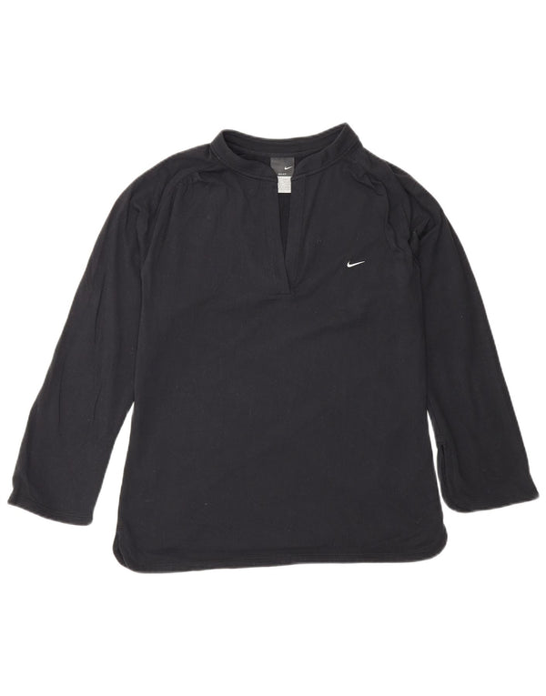 Top Nike Dri Fit da donna manica 3/4 UK 14/16 grande nylon nero