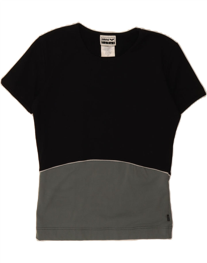 ARENA Womens T-Shirt Top UK 16 Large  Black Colourblock Polyester Vintage Arena and Second-Hand Arena from Messina Hembry 