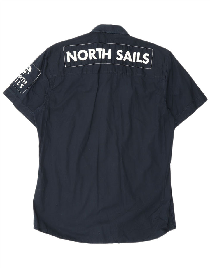 Camicia a maniche corte grafica da uomo North Sails in cotone blu navy medio