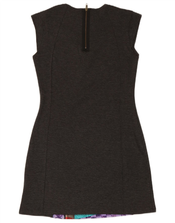 Abito tubino senza maniche DESIGUAL da donna UK 14 Patchwork grigio medio