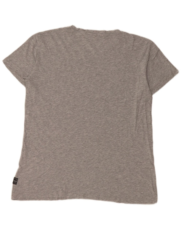 REPLAY T-shirt grafica da donna Top UK 16 grande cotone grigio