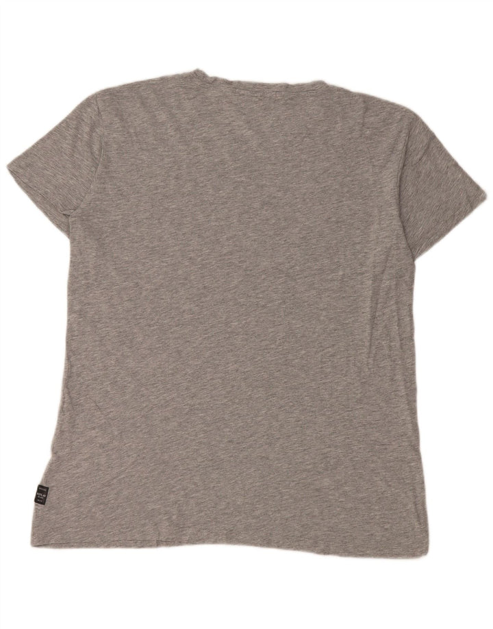 REPLAY T-shirt grafica da donna Top UK 16 grande cotone grigio