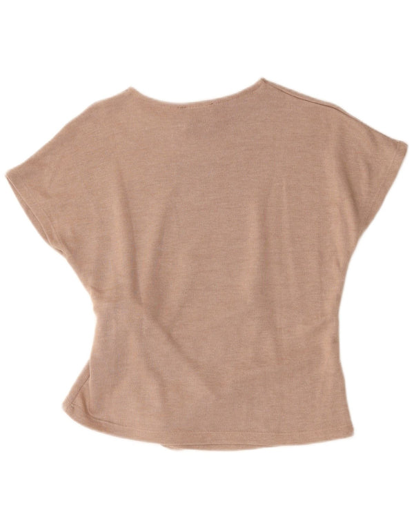 Top Zara da donna con allacciatura sul davanti, camicetta UK 10, piccola, in poliestere beige