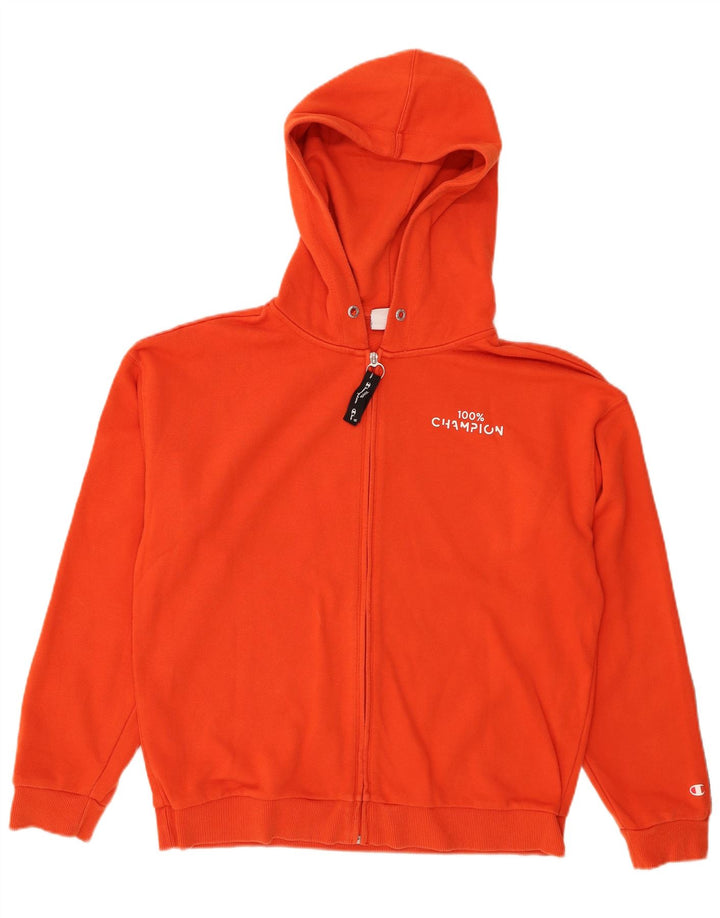 Felpa con cappuccio e zip grafica da donna CHAMPION UK 18 XL Orange Colourblock